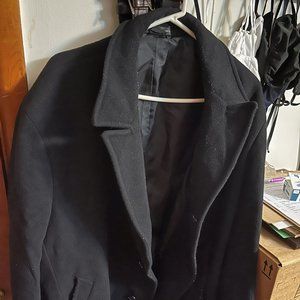 classic black peacoat